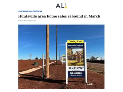 After a slow February likely tied to concerns over federal job cuts, the Huntsville housing market rebounded in March with sales rising across most counties and inventory up 46% year-over-year. Prices held steady while homes stayed on the market longer, c